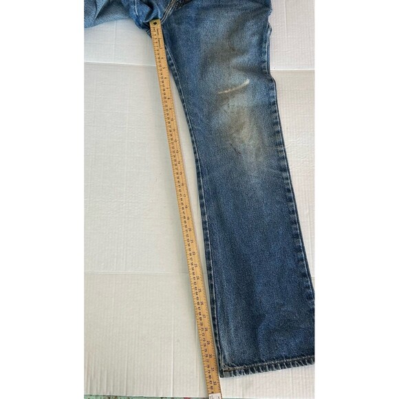 Vintage Levis 517 Jeans Bootcut Distressed Western Cowboy Denim Faded Blue 32x32 - Picture 8 of 8